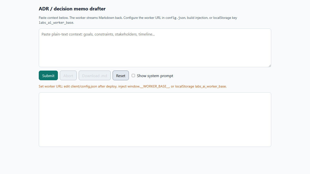 AI decision memo lab branded preview placeholder