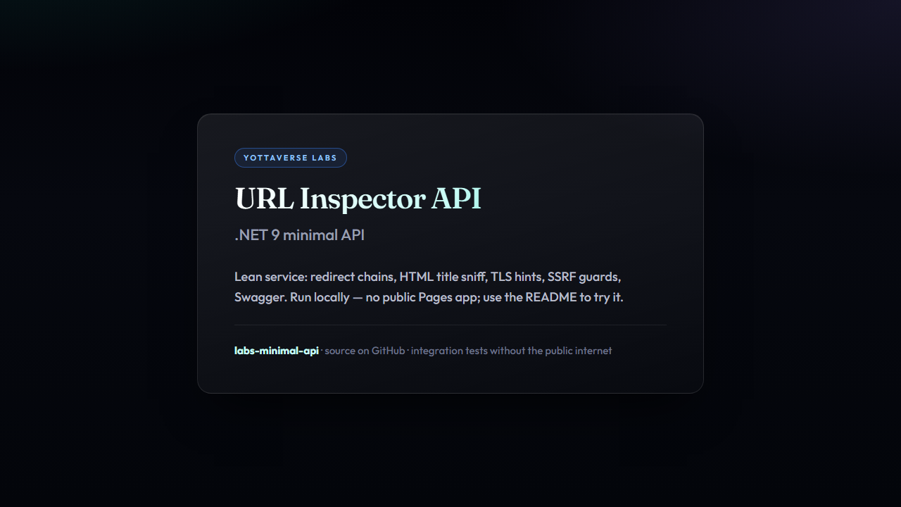 URL inspector minimal API lab branded preview placeholder